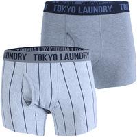 Fenwick (2 Pack) Striped Boxer Shorts Set in Mid Grey / Light Grey Marl  Tokyo Laundry