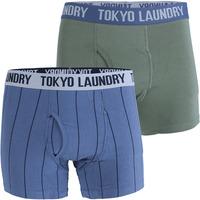 Fenwick (2 Pack) Striped Boxer Shorts Set in Khaki / Indigo  Tokyo Laundry