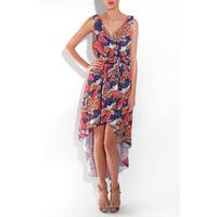 Feather Print Dip Hem Dress