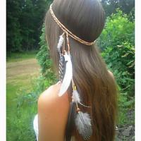 Feather Headband Feather Necklace, Feather Belt, Weave Bohemian Headband, Native American, Braided Headband, Indian Headband