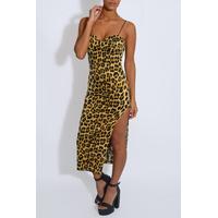 Ferne McCann Wears Leopard Print Side Split Midi Dress