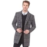 feraud mens long check jacket blackwhite