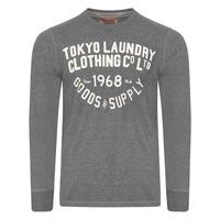felt applique long sleeve top in mid grey marl tokyo laundry