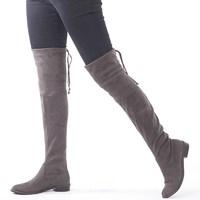Feud Womens Over The Knee Boots Dark Grey