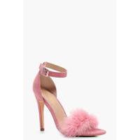 Feathered Trim Two Part Heel - blush