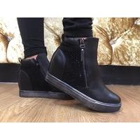 Ferne crystal detailed wedge BLACK