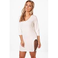 ferne lace up side detail bodycon dress ivory