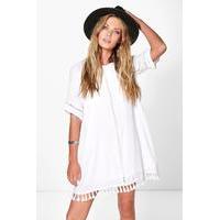 Festival Tassel Shift Dress - ivory