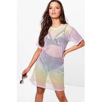 festival rainbow fishnet dress multi