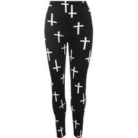 Fernie Cross Pattern Leggings - Black