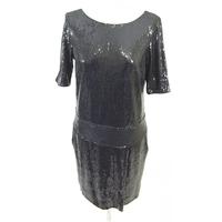 Fenn Wright Manson Black Sequin Glittery Festive Party Dress Size 12