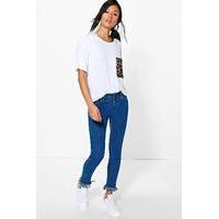 Felicity Fringe Hem Straight Leg Jeans - mid blue