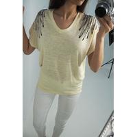 Felisia angel wing crystal v-neck tee