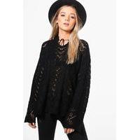 festival tie neck jumper black