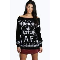 Festive A.F. Christmas Jumper - black