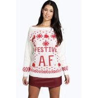Festive A.F. Christmas Jumper - cream