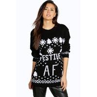 Festive A.F. Christmas Jumper - black