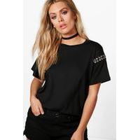 Felicity Eyelet Shoulder Tee - black