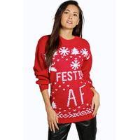 Festive A.F. Christmas Jumper - red