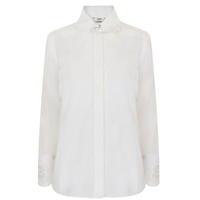 FENDI Open Back Scalloped Silk Crepe Shirt