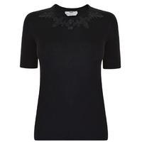 FENDI Rib Silk Floral Applique Top