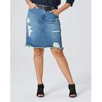 Fern Distressed Denim Pencil Skirt