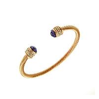 Fervor Montreal - Gold Plated Bangle Bella Bangle with Tanzanite Swarovski Crystals