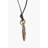 Feather Charm Necklace - bronze