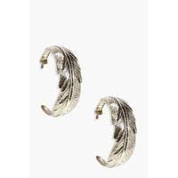 Feather Hoop Earrings - gold