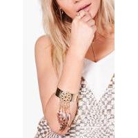 Feather Embellished Arm Cuff - gold