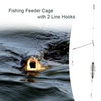 Fishing Bait Lure Cage with 2 Line Hooks Carp Feeder Fishing Tackle Accessories 7cm/9cm