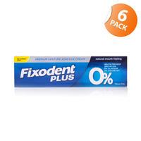 Fixodent Plus 0% Denture Adhesive Cream Flavour Free - 6 Pack
