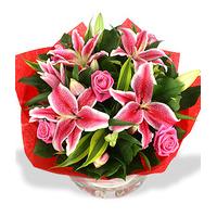 finest bouquets pink lilies and roses