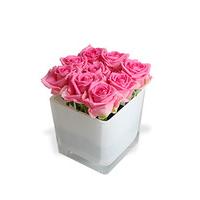 finest bouquets pink roses cube