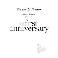 first anniversary personalised anniversary card