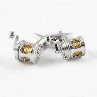 FISHING REEL SILVER PLATED CUFFLINKS in Chrome Box
