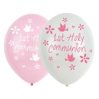 first communion latex balloons pink