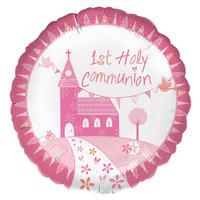 first communion helium balloon pink