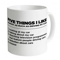 five things i like cars mug