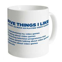 five things i like playing video games mug