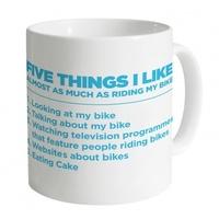five things i like cycling mug