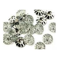 Fine Style Round Plastic Diamante Buttons 13mm Silver