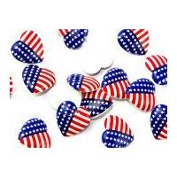 Fine Style Stars & Stripes Heart Shape Shank Buttons