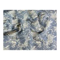 Fish Print Linen & Viscose Blend Dress Fabric Airforce Blue