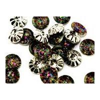 fine style round plastic diamante buttons 15mm multicoloured