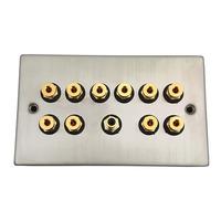 Fisual Speaker Wall Plate 5.1 Stainless Steel w/ Black Inserts
