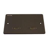 Fisual Hollywood HDMI Twin Input Black Brushed Aluminium Wall Plate