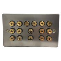 Fisual Speaker Wall Plate 7.2 Stainless Steel w/ Black Inserts