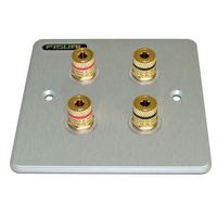 Fisual Hollywood Bi-Wire / Dual Input Speaker Wall Plate Brushed Aluminium