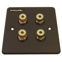 Fisual Hollywood Bi-Wire / Dual Input Black Brushed Aluminium Speaker Wall Plate